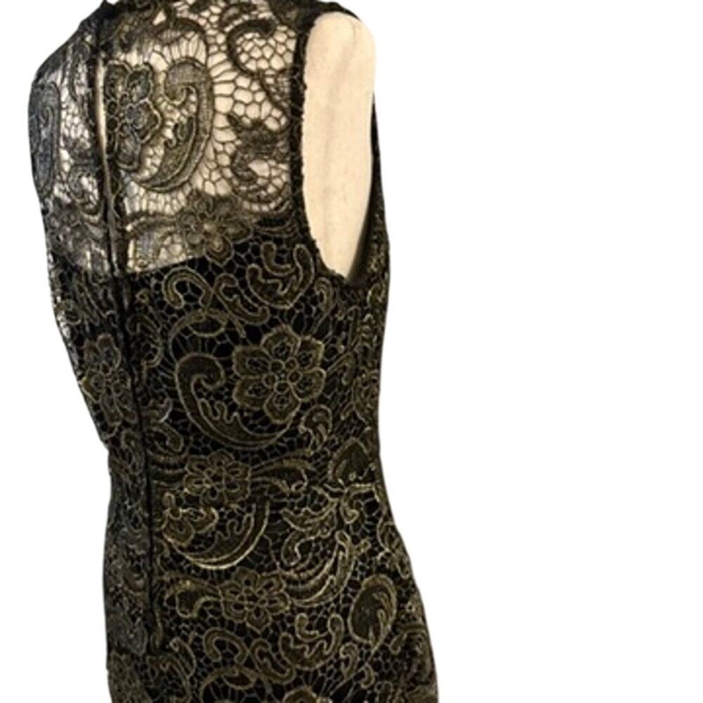 NWT Bisou Bisou Women's Dress 12 Black & Gold Sheath Lace Overlay - Picture 8 of 16